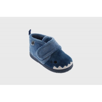 Zapatillas de casa animalitos botita velcro Victoria 5119 Tiburon Azul