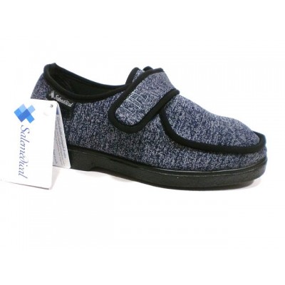 Zapatillas de casa Ancho Especial Salemedical Ribete Licra Velcro Marino Jaspeado