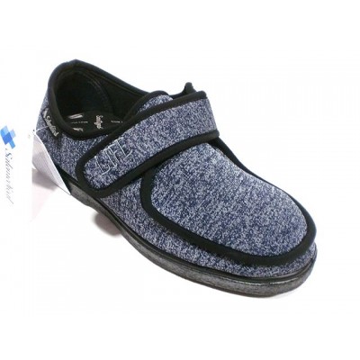 Zapatillas de casa Ancho Especial Salemedical Ribete Licra Velcro Marino Jaspeado Zapatillas de casa Ancho Especial Salemedical Ribete Licra Velcro Marino Jaspeado