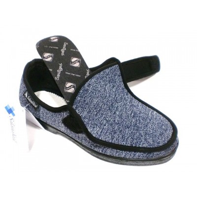 Zapatillas de casa Ancho Especial Salemedical Ribete Licra Velcro Marino Jaspeado Zapatillas de casa Ancho Especial Salemedical Ribete Licra Velcro Marino Jaspeado