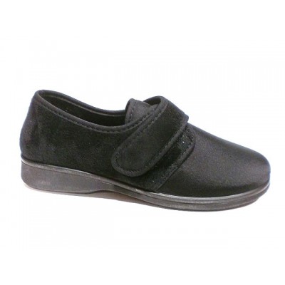 Zapatillas de ancho especial velcro licra Campello Negro