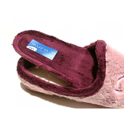 Zapatillas mujer para casa Muro Terciopelo Liso Vino