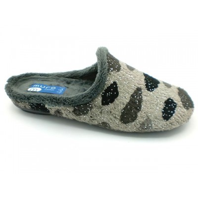 Zapatillas mujer para casa Muro Paños aterciopelado Nubes Gris