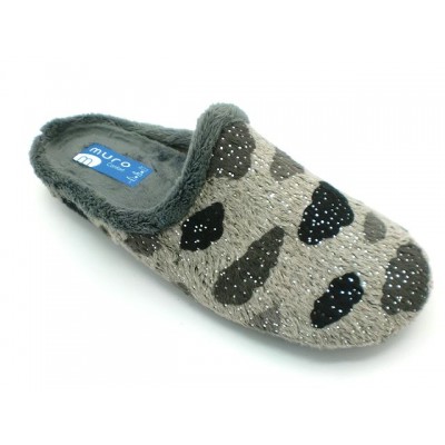 Zapatillas mujer para casa Muro Paños aterciopelado Nubes Gris