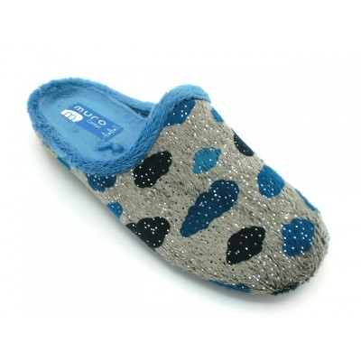 Zapatillas mujer para casa Muro Paños aterciopelado Nubes Azul Zapatillas mujer para casa Muro Paños aterciopelado Nubes Azul