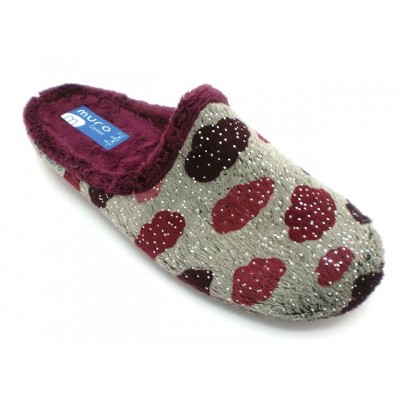 Zapatillas mujer para casa Muro Paños aterciopelado Nubes Burdeos