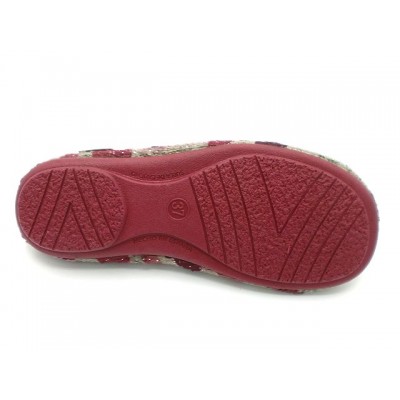 Zapatillas mujer para casa Muro Paños aterciopelado Nubes Burdeos