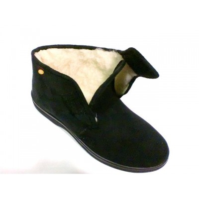 Zapatillas de casa abotinada forro lana Dortor Cutillas Velcro Negro Zapatillas de casa abotinada forro lana Dortor Cutillas Velcro Negro