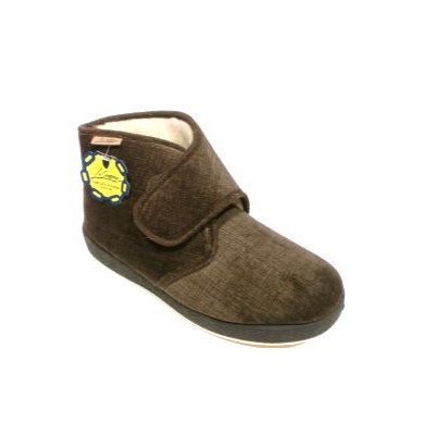 Zapatillas para casa abotinada paño pura lana La Cadena con velcro Marron Zapatillas para casa abotinada paño pura lana La Cadena con velcro Marron