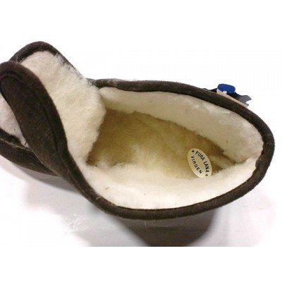Zapatillas para casa abotinada paño pura lana La Cadena con velcro Marron