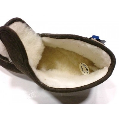 Zapatillas para casa abotinada paño pura lana La Cadena con velcro Marron Zapatillas para casa abotinada paño pura lana La Cadena con velcro Marron