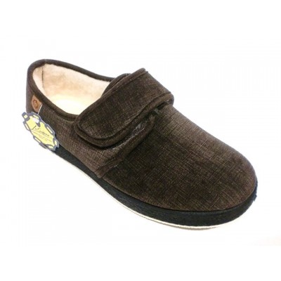 Zapatillas para casa paño con velcro forro lana La Cadena 65327 Marron Zapatillas para casa paño con velcro forro lana La Cadena 65327 Marron
