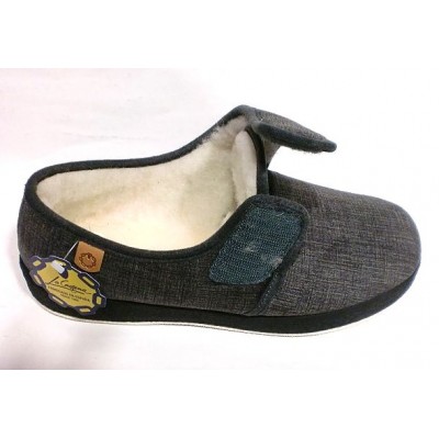 Zapatillas para casa paño con velcro forro lana La Cadena 65327 Gris