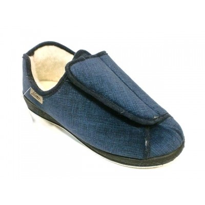 Zapatillas casa Ancho Especial velcro lana La Cadena Paño Terciopelo Marino