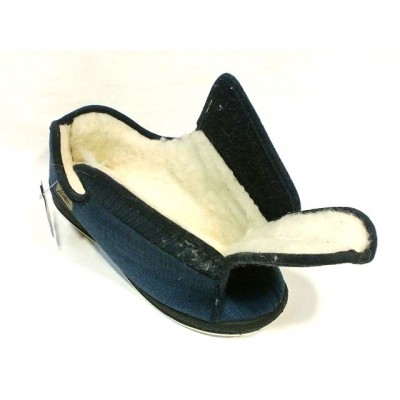 Zapatillas casa Ancho Especial velcro lana La Cadena Paño Terciopelo Marino