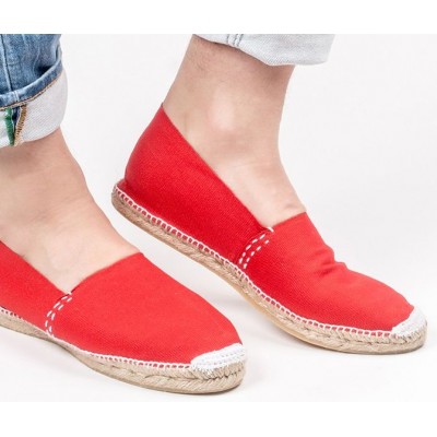 Alpargatas planas de esparto natural Hechas en España Rojo