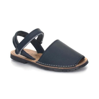 Ibicenca, Menorquina, abarca de piel con velcro Marino