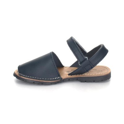 Ibicenca, Menorquina, abarca de piel con velcro Marino
