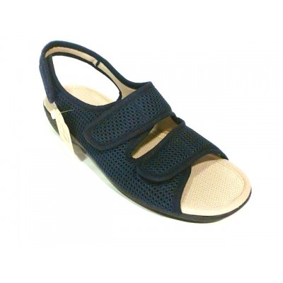 Sandalias / Zapatillas Ancho Especial Velcros Tela Berevere Marino