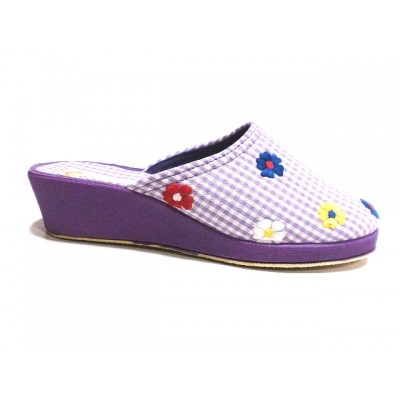 Zapatillas para casa con cuña Costa Descalza Tela Algodon Made in Green