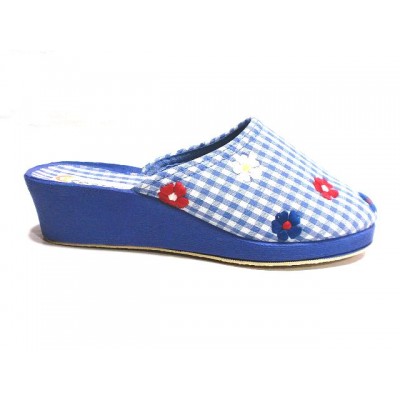 Zapatillas para casa con cuña Costa Descalza Tela Algodon Made in Green