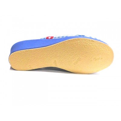 Zapatillas para casa con cuña Costa Descalza Tela Algodon  puntera abierta Made in Green