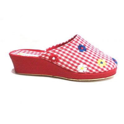 Zapatillas para casa con cuña Costa Descalza Tela Algodon Made in Green