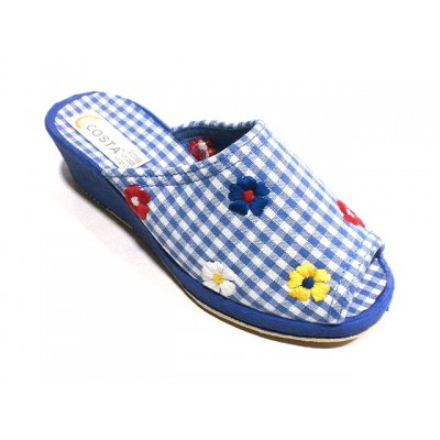 Zapatillas para casa con cuña Costa Descalza Tela Algodon puntera abierta Made in Green Zapatillas para casa con cuña Costa Descalza Tela Algodon puntera abierta Made in Green