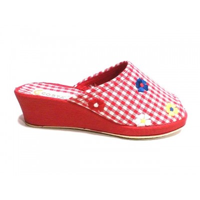 Zapatillas para casa con cuña Costa Descalza Tela Algodon puntera abierta Made in Green Zapatillas para casa con cuña Costa Descalza Tela Algodon puntera abierta Made in Green