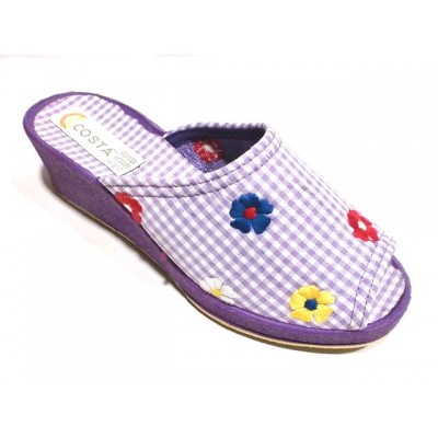 Zapatillas para casa con cuña Costa Descalza Tela Algodon puntera abierta Made in Green Zapatillas para casa con cuña Costa Descalza Tela Algodon puntera abierta Made in Green