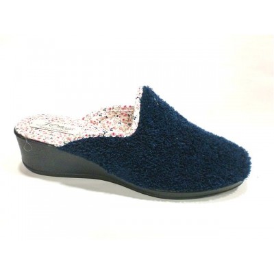 Zapatillas de casa con cuña para mujer J´Ortega Descalza Rizo Marino Zapatillas de casa con cuña para mujer J´Ortega Descalza Rizo Marino