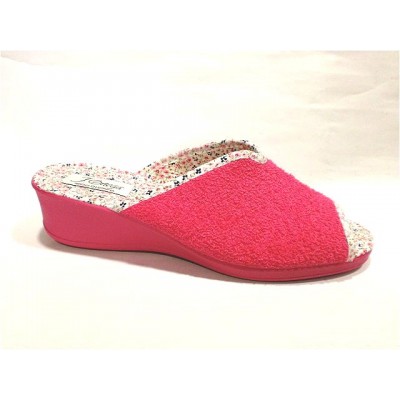 Zapatillas de casa con cuña para mujer J´Ortega Puntera Abierta Rizo Fucsia Zapatillas de casa con cuña para mujer J´Ortega Puntera Abierta Rizo Fucsia