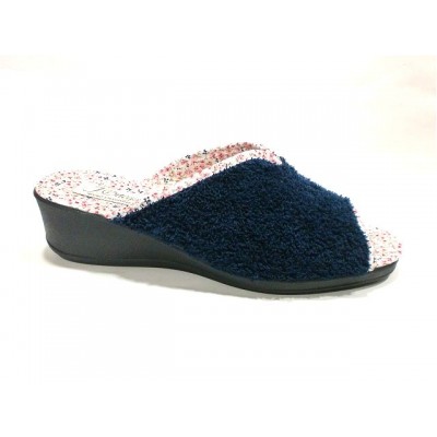 Zapatillas de casa con cuña para mujer J´Ortega Puntera Abierta Rizo Marino Zapatillas de casa con cuña para mujer J´Ortega Puntera Abierta Rizo Marino