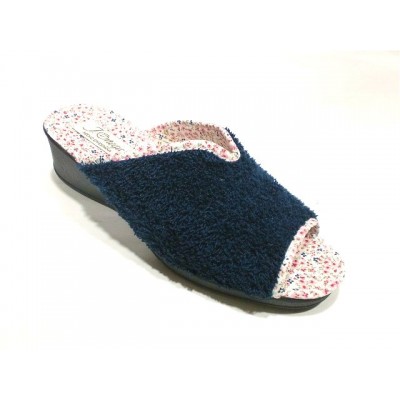 Zapatillas de casa con cuña para mujer J´Ortega Puntera Abierta Rizo Marino Zapatillas de casa con cuña para mujer J´Ortega Puntera Abierta Rizo Marino