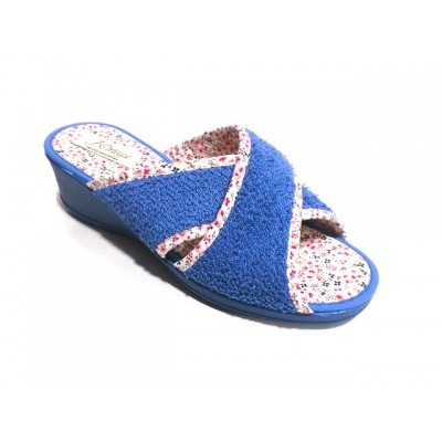 Zapatillas de casa con cuña para mujer J´Ortega Tiras Cruzadas Rizo Azulon Zapatillas de casa con cuña para mujer J´Ortega Tiras Cruzadas Rizo Azulon
