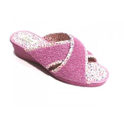 Zapatillas de casa con cuña para mujer J´Ortega Tiras Cruzadas Rizo Malva Zapatillas de casa con cuña para mujer J´Ortega Tiras Cruzadas Rizo Malva