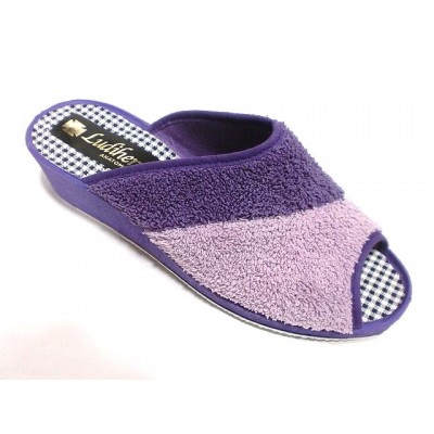 Zapatillas para casa con cuña Ludiher Toalla Algodon con puntera abierta Zapatillas para casa con cuña Ludiher Toalla Algodon con puntera abierta
