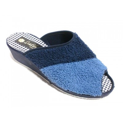 Zapatillas para casa con cuña Ludiher Toalla Algodon con puntera abierta Zapatillas para casa con cuña Ludiher Toalla Algodon con puntera abierta