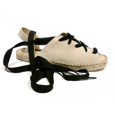 Alpargatas valencianas planas con cintas piel Pasfor Beige Alpargatas valencianas planas con cintas piel Pasfor Beige