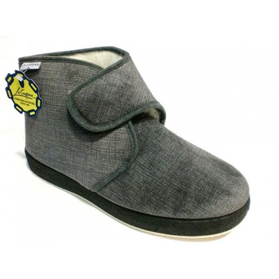 Zapatillas para casa abotinada paño pura lana La Cadena con velcro Gris Zapatillas para casa abotinada paño pura lana La Cadena con velcro Gris
