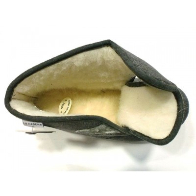 Zapatillas para casa abotinada paño pura lana La Cadena con velcro Gris Zapatillas para casa abotinada paño pura lana La Cadena con velcro Gris
