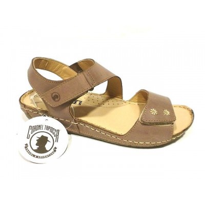 Sandalia mujer ancho especila 2 velcros piel Coronel Tapioca