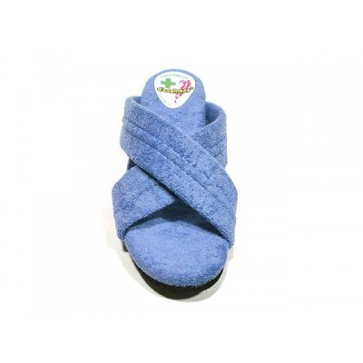 Zapatillas con cuña DEspinosa toalla algodon tiras cruzadas Aguamar