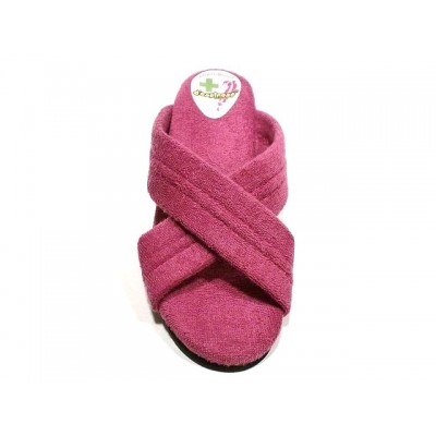 Zapatillas con cuña DEspinosa toalla algodon tiras cruzadas Vino