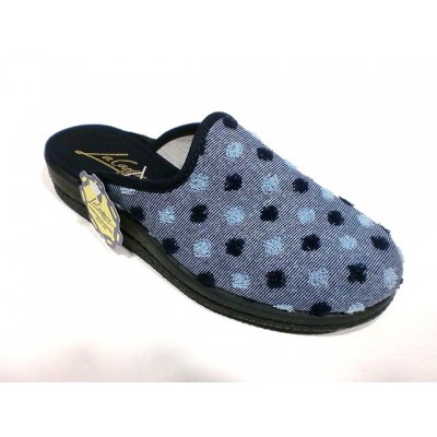 Zapatillas anchas de casa tela algodon La Cadena descalza Onda Azul