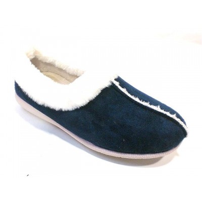 Zapatillas casa antelina ribete con pelo Muro Marino Zapatillas casa antelina ribete con pelo Muro Marino