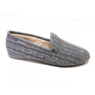 Zapatillas casa punto forro pelo Muro Gris