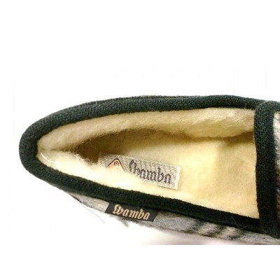 Zapatillas de estar por casa de cuadros WAMBA 2061 Paño Pirineo Pura Lana Gris