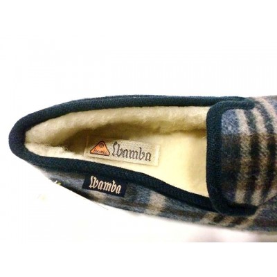 Zapatillas de estar por casa de cuadros WAMBA 2061 Paño Pirineo Pura Lana Marino Zapatillas de estar por casa de cuadros WAMBA 2061 Paño Pirineo Pura Lana Marino