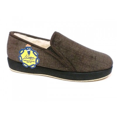 Zapatillas paño forro lana La Cadena 65317 Marron Zapatillas paño forro lana La Cadena 65317 Marron